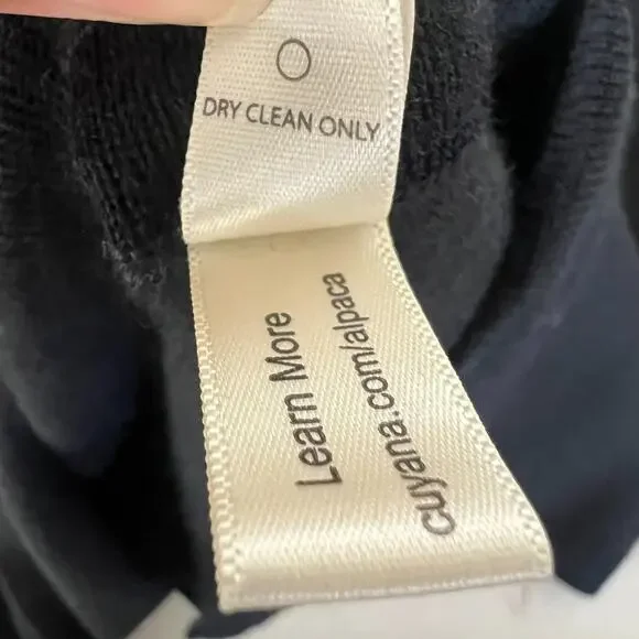 Cuyana Women's Size S M 100% Baby Alpaca Lagenlook Oversized Turtleneck Black